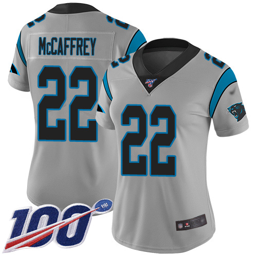 Carolina Panthers Limited Silver Women Christian McCaffrey Jersey NFL Football #22 100th Season Inverted Legend->youth nfl jersey->Youth Jersey